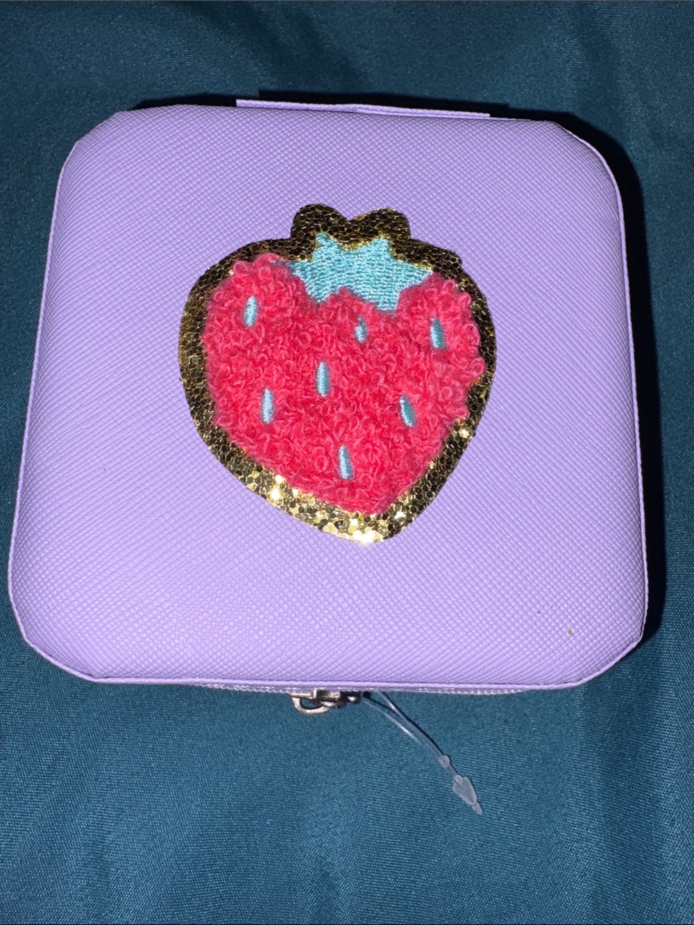 Lilac Jewelry Case with Strawberry Patch and M & M Charms